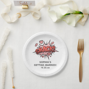 Niedliche Funny Brautparty Retro-Hochzeit Pappteller