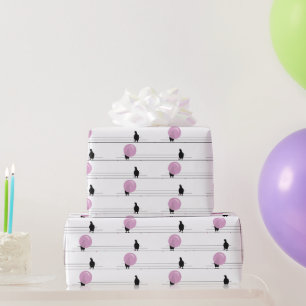 Niedliche Funny Bubblegum Birds auf einem Drahtmus Geschenkpapier