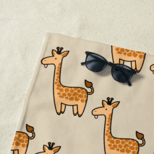 Niedliche Funny Cartoon Giraffen mit Initialen Strandtuch