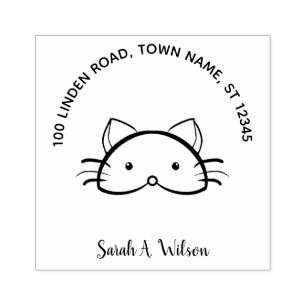 Niedliche Funny Cat Buchzeichen Ex Libris Name Adr Gummistempel