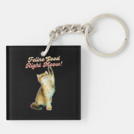 Niedliche Funny Cat Typografie mit Playful Kitten Schlüsselanhänger