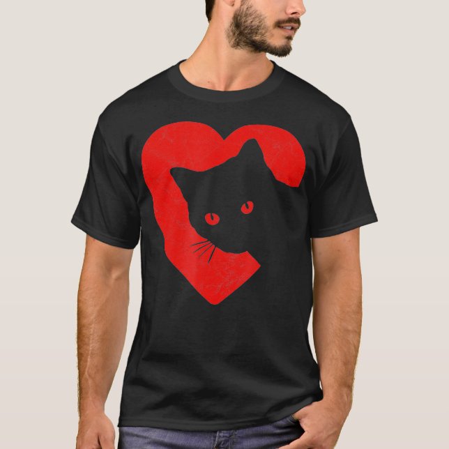 Niedliche Funny Cat Valentines Herzgrafik T-Shirt (Vorderseite)