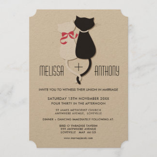 Niedliche Funny Cats Couple Wedding Einladung