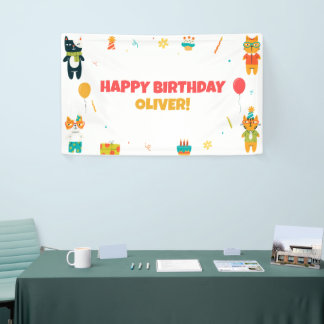 Niedliche Funny Cats Happy Birthday Sign Banner