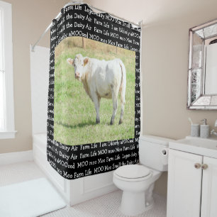 Niedliche Funny Cow Nah Up Foto Duschvorhang