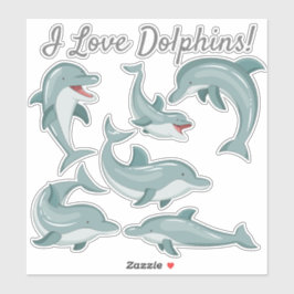 Niedliche Funny Dolphins I Liebe Delphine Aufkleber