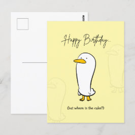 Niedliche Funny Duck Geburtstagskarte - Wo ist der Postkarte