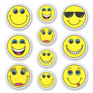 Niedliche Funny Emoji Faces Charaktere Aufkleber
