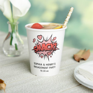 Niedliche Funny Engagement Party Retro-Hochzeit Pappbecher