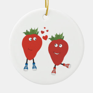 Niedliche Funny Erdbeeren in Liebe Keramik Ornament