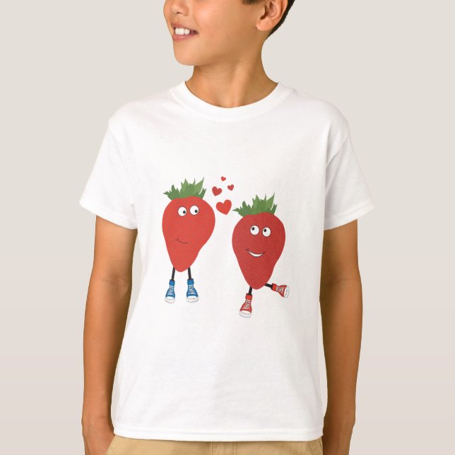 Niedliche Funny Erdbeeren in Liebe T-Shirt (Vorderseite)