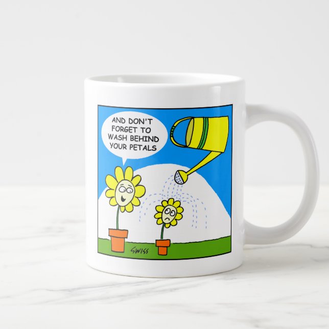 Niedliche Funny Funny Blume Cartoon Gärtner Jumbo-Tasse (Rechts)