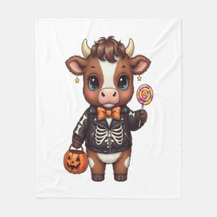 Niedliche Funny Halloween Highland Cow Fleecedecke