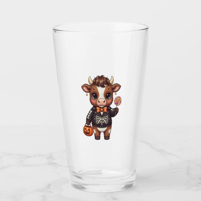 Niedliche Funny Halloween Highland Cow Glas (Vorderseite)