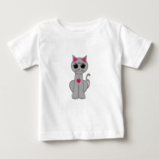 Niedliche Funny Happy Gray Cat Baby T-shirt (Vorderseite)