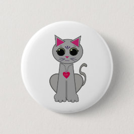 Niedliche Funny Happy Gray Cat Button