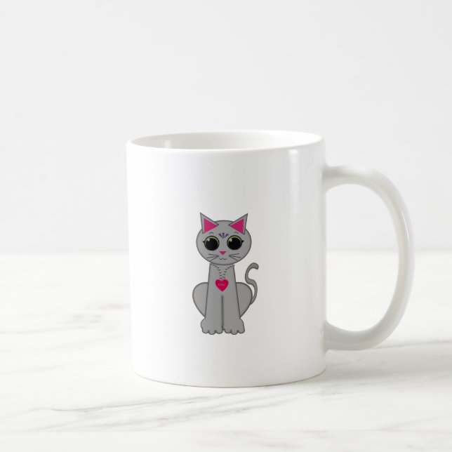 Niedliche Funny Happy Gray Cat Tasse (Rechts)