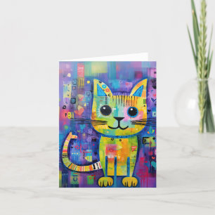 Niedliche Funny Kitty Cat Mixed Media Animal Pet Karte