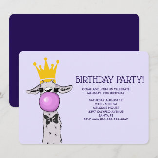 Niedliche Funny Llama Illustration Geburtstagspart Einladung
