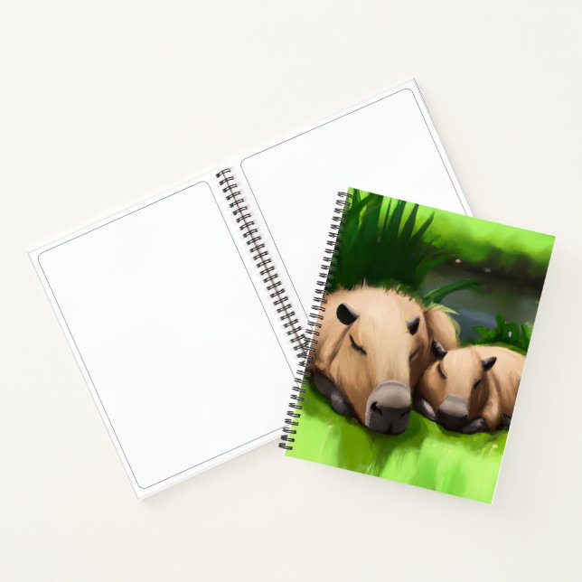 Niedliche Funny Napping Capybaras am Teich Notizbuch (Innenseite)