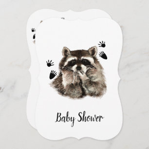Niedliche Funny Raccoon Garden Animal Baby Dusche Einladung