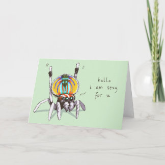 Niedliche Funny Romantic Peacock Spider Grußkarte Karte