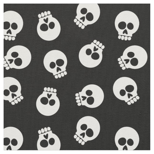 Niedliche Funny Skeleton Faces Stoff (Nahaufnahme)