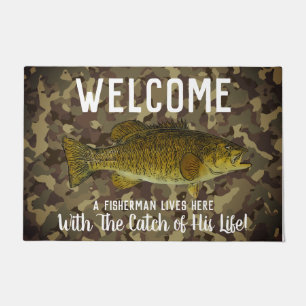Niedliche Funny Smallmouth Bass Willkommen Fischen Fußmatte