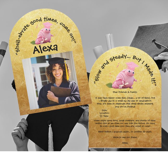 Niedliche Funny Snail Foto Graduation Party Einladung (Von Creator hochgeladen)