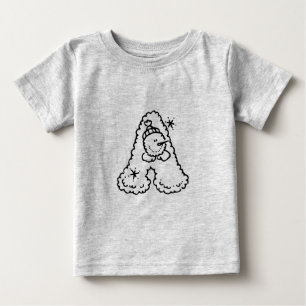 Niedliche Funny Snowman Black Typografy Monogram A Baby T-shirt