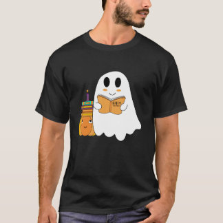 Niedliche Funny Spooky Ghost Reading Books Pumpkin T-Shirt