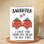 Niedliche Funny Tomato Pun Daughter Geburtstag glü Dankeskarte<br><div class="desc">Suchen Sie eine einzigartige Möglichkeit,  Ihre Liebe und Ihren Spaß Ihrem Kind auszudrücken? Unsere lustige Tomatenkarte ist die perfekte Wahl für Ihre Tochter zum Geburtstag! Passen Sie es an,  indem Sie Ihre eigene persönliche Nachricht hinzufügen.</div>