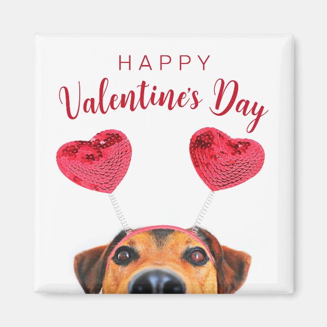 Niedliche Funny Valentine's Day Hunde Herz-Band Magnet (Vorne)