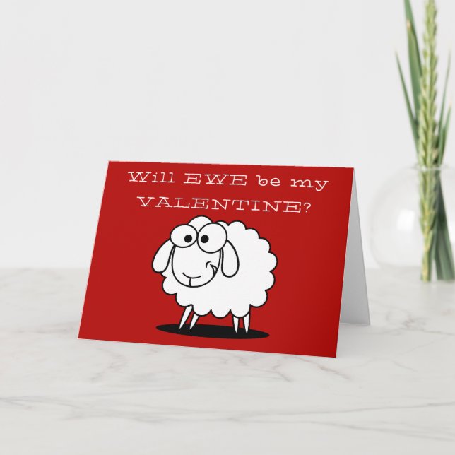 Niedliche Funny Valentine's Day Sheep Feiertagskarte (Vorderseite)