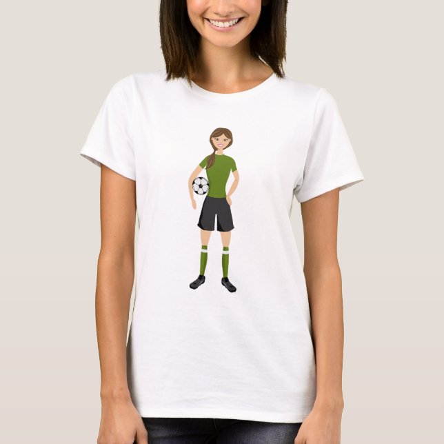 Niedliche Fußball-Girl-Illustration T-Shirt (Vorderseite)