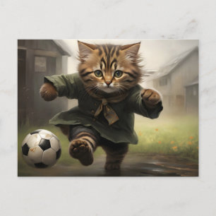 Niedliche Fußball-Katze Postkarte