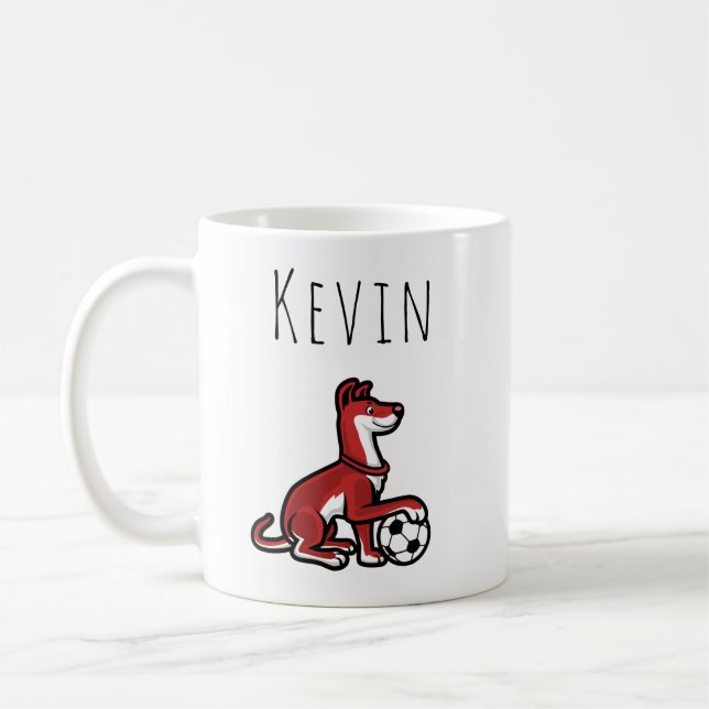 Niedliche Fußballhunde Sportteam Personalisiert Sp Kaffeetasse (Links)