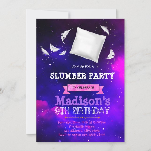 Niedliche galaxische Party Einladung (Vorderseite)