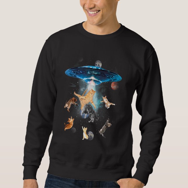 Niedliche Galaxy Katze von Ufo Cat Kitten Graphic  Sweatshirt (Vorderseite)