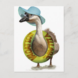 Niedliche Gans mit Summer Hat & Sunglasses Postkarte