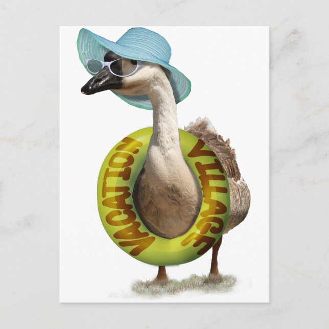 Niedliche Gans mit Summer Hat & Sunglasses Postkarte (Vorderseite)