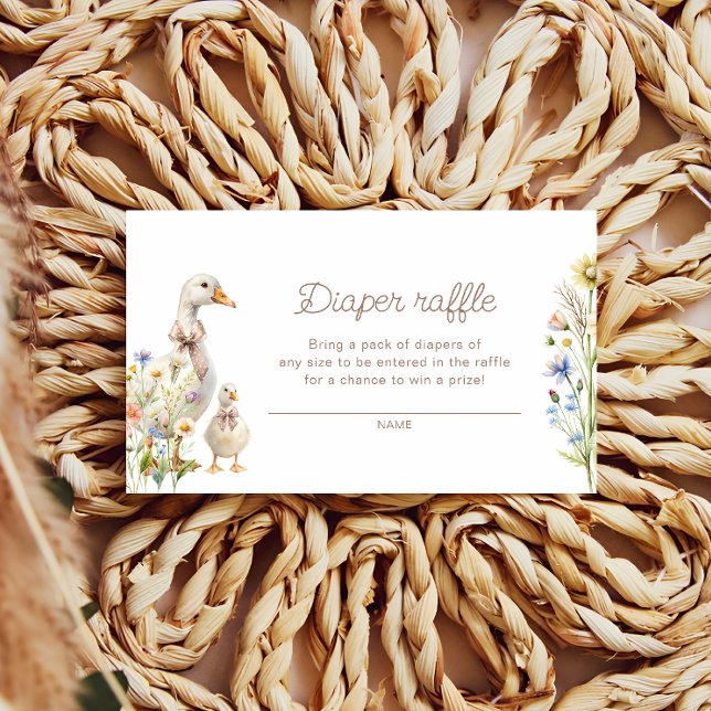 Niedliche Gänse-Babydusche Windeln Raffelkarten Begleitkarte (Von Creator hochgeladen)
