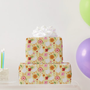 Niedliche Gänse mit handgezogenen Blume - Gelber K Geschenkpapier