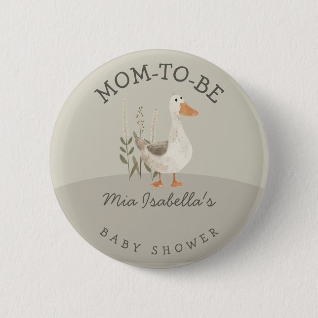 Niedliche Gänsedusche Mama als Knopf Button (Vorderseite)