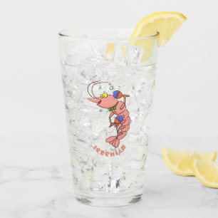 Niedliche Garnelen, Garnelen Cartoon Glas