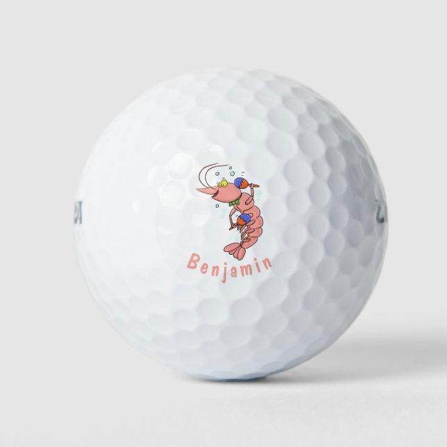 Niedliche Garnelen, Garnelen Cartoon Golfball (Vorderseite)