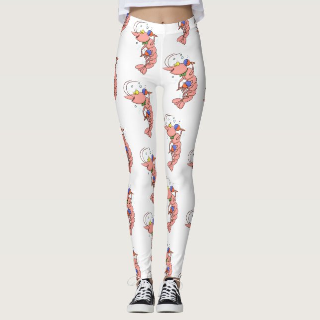 Niedliche Garnelen, Garnelen Cartoon Leggings (Vorderseite)
