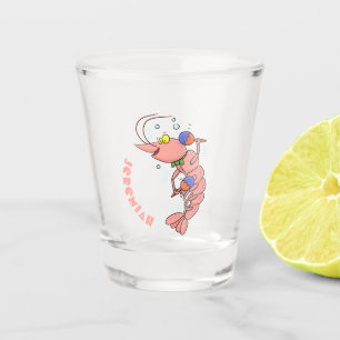 Niedliche Garnelen, Garnelen Cartoon Schnapsglas