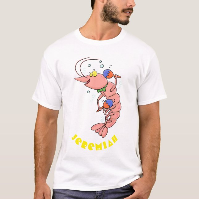 Niedliche Garnelen, Garnelen Cartoon T-Shirt (Vorderseite)