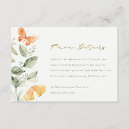 Niedliche Gartenblätterbutterfliegen Hochzeitsdeta Begleitkarte